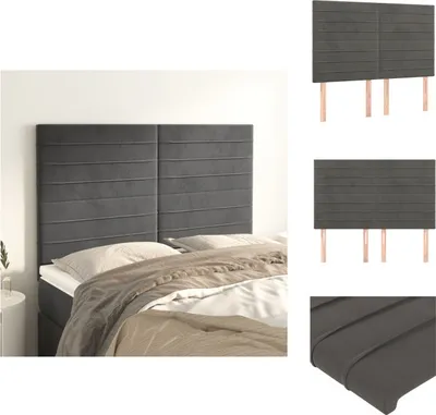 Produktbild von vidaXL Kopfteile 4 Stk. Dunkelgrau 72x5x78/88 cm Samt -  Kopf- & Fußenden