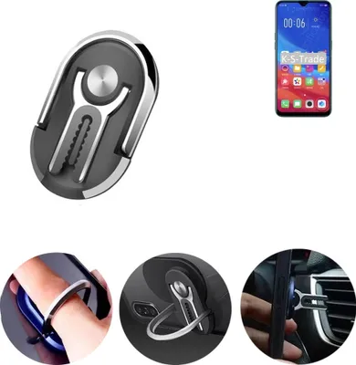 Produktbild von K-S-Trade 3in1 Smartphone-Ring Handy-Ring kompatibel mit Oppo A7n Fingerhalterung  Handyring Tischständer Lüftungsgitter-Halterung Tisch Ständer