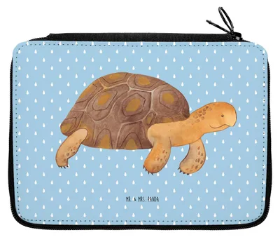 Produktbild von Mr. & Mrs. Panda Schlampermäppchen Schildkröte Marschieren - Blau Pastell - Geschenk, Etui, Lieblingsmensch, Schreibmappe, Meer, Schulmäppchen, Bleistiftetui, Abenteuer