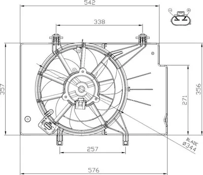 Produktbild von NRF 47957 Lüfter Motorkühlung Kühlerlüfter für FORD Fiesta Mk6 Schrägheck (JA8, JR8) Wasserkühler