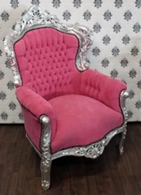 Produktbild von Casa Padrino Barock Sessel King Rosa/Silber