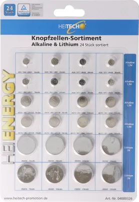 Produktbild von 24 Stück Alkaline und Lithium Knopfzellen Batterien, für viele Anwendungsgebiete, sortiert im Set