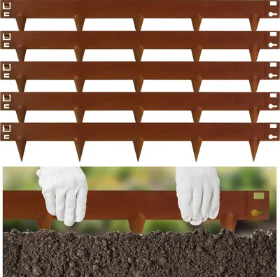 Produktbild von Jayseuw Rasenkante Schnecken Abwehr Verzinkt Blumenzaun Trennrand Gartenumrandung Stahl 100x18cm 50m Rost