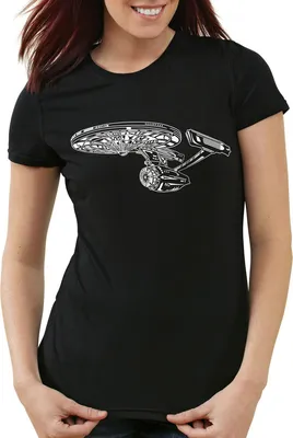 Produktbild von style3 Spaceship T-Shirt Damen trek trekkie star, Farbe:Schwarz, Größe:XS