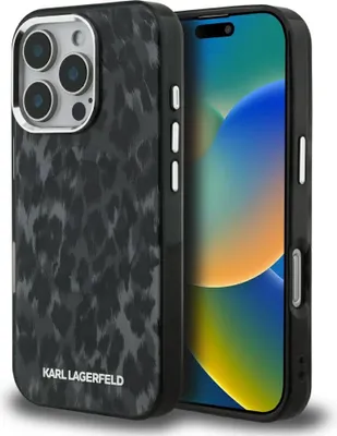 Obrázek produktu pro Pouzdro Karl Lagerfeld IML Leopard Pattern MagSafe pro iPhone 16 Pro černé