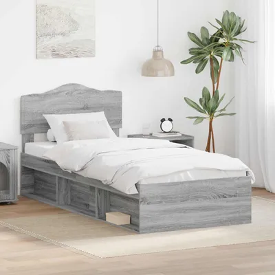 Image de Lit simple - Structure de lit Sonoma gris, 75 x 190 cm, en bois massif de pin