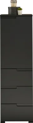 Produktbild von Midischrank SPICE Schwarz matt mit 1 Tür, 3 Schubkästen und 1 Einlegeboden