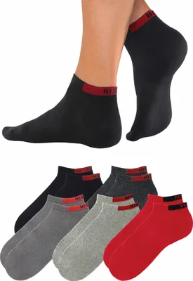 Produktbild von H.I.S. Sneakersocken Sneaker Socken Herren Damen, Kurzschaft Socken 10 -teilig 2x schwarz, 2x grau, 2x rot, 2x anthrazit-meliert, 2x hellgrau-meliert Größe 35/38