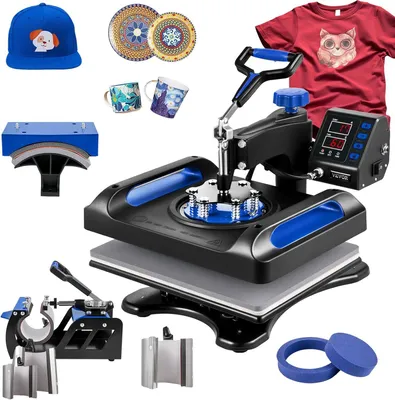 Image de Thermo-presse à double chauffage, 8 en 1, 38 x 30 cm, pour t-shirts/casquettes/mugs/assiettes