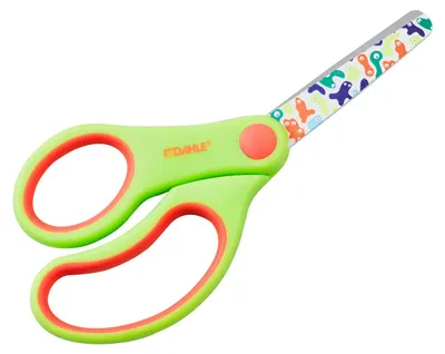 Image de Dahle ciseaux enfants colorés ronds 5 pouces (13cm) vert, motif : Blob, main gauche