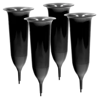 Grabvase mit Erdspieß, 4er-Set, schwarz, 25 x 9,8 cm
