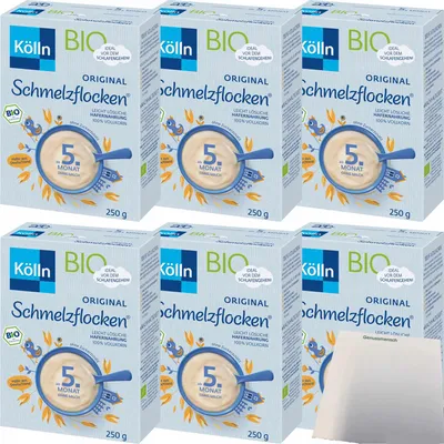 Produktbild von Kölln Schmelzflocken ab 5. Monat 6er Pack (6x250g Packung) + usy Block