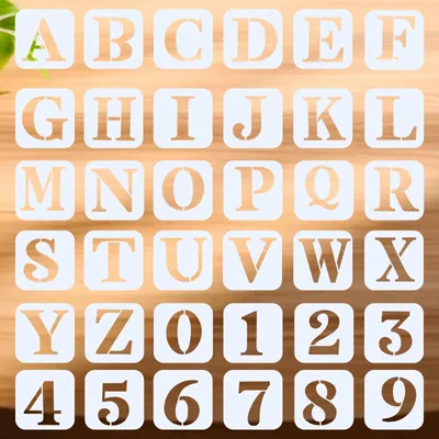 Schablonen-Set 36-tlg., Buchstaben & Zahlen, 5,1 cm, wiederverwendbar