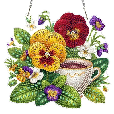 Immagine prodotto di Set per creare un ciondolo con diamanti artificiali a forma di fiori primaverili, dimensioni 20x20 cm, ideale per creare decorazioni da appendere