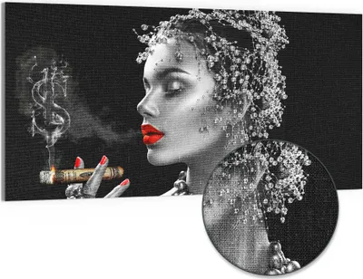 Produktbild von DEQOART Hybrid Leinwand Bild 100x50 cm 'Eleganz in Kontrast' Wandbild Glas flach modern
