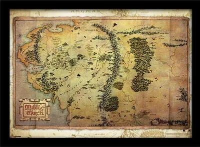 Image de Le Hobbit - Poster encadré "Carte du voyage" PM9704 (30 cm x 40 cm) (coloré)