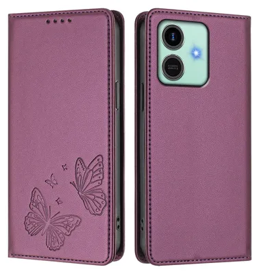 Image de Étui en cuir pour Honor Play10, motif papillon, étui à rabat avec porte-appareil, violet