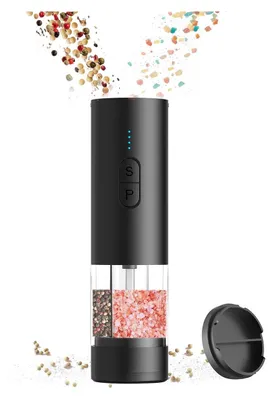 Produktbild von Elektromühle für Salz & Pfeffer, Dual Kammern Gewürzmühle, Grob-/Feinverstellung, 200ML Fassungsvermögen, USB Aufladung