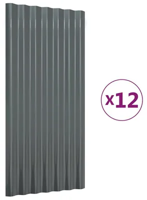 Immagine prodotto di vidaXL Pannelli per tetto 12 pezzi Acciaio zincato Antracite 80x36 cm