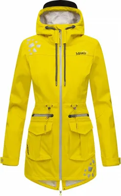 Produktbild von Marikoo Damen Softshell Outdoor Jacke Übergangs Funktions Regen Mantel mit Kapuze Ulissaa Gelb Gr. 36 - S