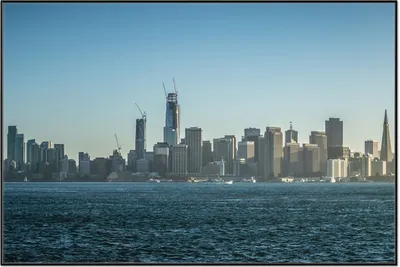 Produktbild von Wallario Wandbild Skyline von San Francisco, Größe: 61 x 91,50 cm, Poster mit schwarzem Aluminiumrahmen