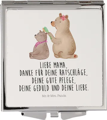 Produktbild von Mr. & Mrs. Panda Taschenspiegel Bär Kind - Weiß - Geschenk, Schminkspiegel, Familie, Muttertag, Frauen Spiegel, Kleiner, Mutter, Kosmetikspiegel, Danke Mama, Bären