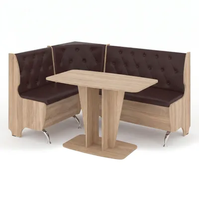 Produktbild von Eckbankgruppe Admir mit Tisch I Eckbank gepolstert mit Stauraum I Sitzgruppe mit Säulentisch Bootsform I beidseitige Montage I Braun Sonoma Eiche