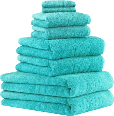 Produktbild von Betz 8-tlg. Handtuch-Set DELUXE  2 Badetücher 2 Duschtücher 2 Handtücher 2 Seiftücher 100% Baumwolle  Farbe: türkis