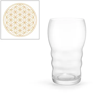 Produktbild von Trinkglas Galileo Gold - Blume des Lebens 0,5l - mundgeblasen
