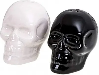 Produktbild von Schwarz-Weiß Totenkopf Salz und Pfefferstreuer