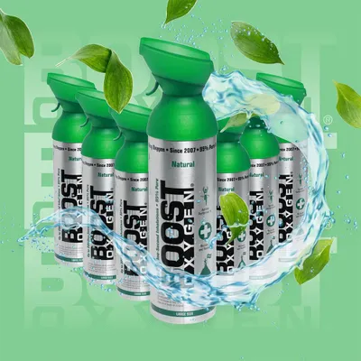 Image de Oxygène supplémentaire en canette Boost Oxygen Naturel 2x5L + Menthe poivrée 5L