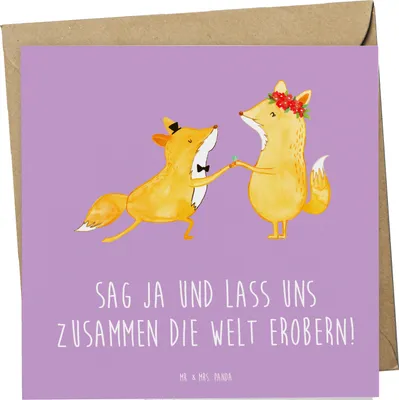 Produktbild von Mr. & Mrs. Panda Glückwunschkarte Heiratsantrag Abenteuer - Lavendeltraum - Geschenk, doppelkarte, Geschenke, Partnerschaft, Grußkarte, Liebe feiern, faltkarte, Heirat