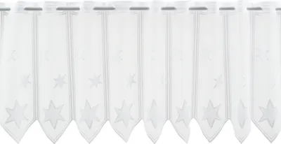 Produktbild von Gardinen Kranzusch Scheibengardine Sterne 45x84 cm H/B Weiß Bistrogardine Vorhang Küche 1er Pack