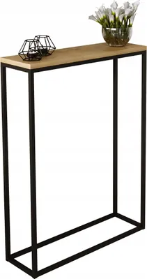 Zdjęcie produktu dla Konsola metalowa toaletka stolik półka stojąca loft czarny lancelot 60x20