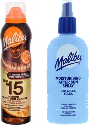Productafbeelding van Malibu SPF15 zonnebrandlotion spray 175 ml + aftersun lotion spray 200 ml Bruiningsset
