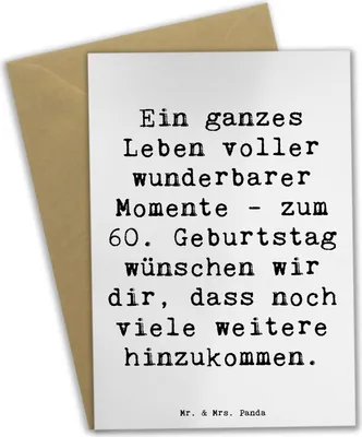 Produktbild von Mr. & Mrs. Panda babykarte Spruch 60. Geburtstag Momente - Weiß - Geschenk, weihnachtskarten, Grußkarte, Erfahrung, Grußkarten, Wunsch, osterkarten, Happy Birthday
