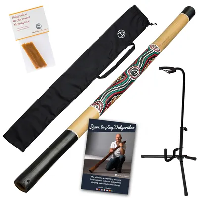 Produktbild von Handbemalte Bambus Didgeridoo – Mit Tasche, Bienenwachs, Kurs & Ständer