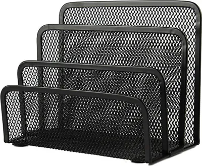 Produktbild von Corbeille à Courrier mit 3 Fächern, Range Courrier en Mailles Métalliques, für Dokumente, Papiere, Briefe, Schwarz
