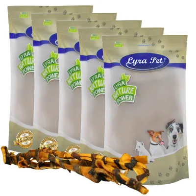Produktbild von 5 Stk. Lyra Pet® Rinderkopfhautstangen mit Pansen ca. 70 cm