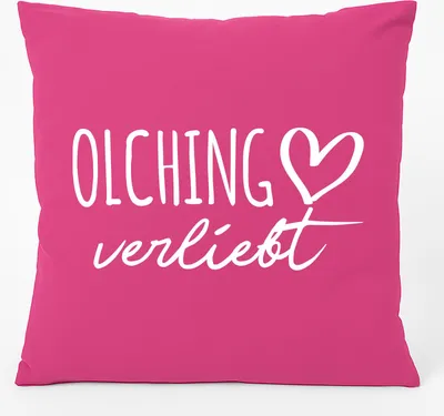 Produktbild von Huuraa Kissen Olching verliebt 40x40cm mit Füllung Fuchsia Baumwolle Dekokissen Geschenkidee