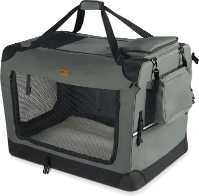 Produktbild von VOUNOT® Hundebox faltbar, Hundetransportbox robust für Katze & Hunde 60x44x44 cm M Grau