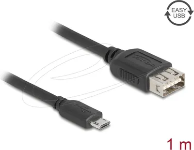 Obrázok produktu pre DeLOCK 81518, 1 m, Micro-USB B, USB A, USB 2.0, 0,48 Gbit/s, Čierna