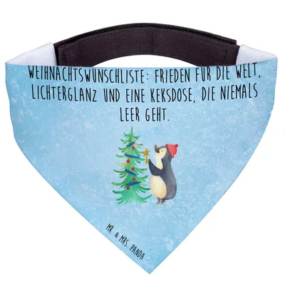 Produktbild von Mr. & Mrs. Panda Hunde-Halstuch Pinguin Weihnachtsbaum - Eisblau - Geschenk, Halstuch, Tuch, Hund, Winter, Schal für Hunde, Hundehalstuch, Weihnachten