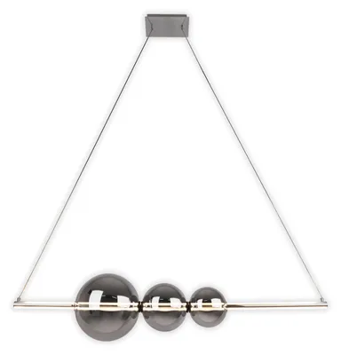 Produktbild von Pendelleuchte - LED Pendelleuchte "NOVA" chrom L: 125,3 cm, Hängelampe im Design Style, ausMetall und Glas in chrome, 150 cm hoch, Maße 125,3 x 25 cm, Inkl. LED – dimmbar – Inkl. Memoryfunktion
