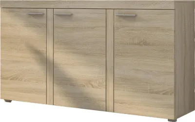 Produktbild von Masseno Kommode RITMO 149 cm Sideboard und 3 Türen für Wohnzimmer Schlafzimmer Modern 149x40x82 cm Sonoma Eiche / Sonoma Eiche