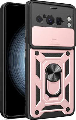 Produktbild von Hülle für Google Pixel 8 Pro mit Ring Ständer Halter Dia Kameraschutz TPU PC Hybrid Handyhülle Roségold