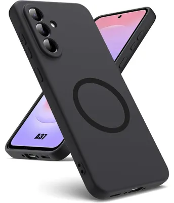 Image de Coque pour Samsung Galaxy A37 5G, Silicone Liquide Anti-Rayures avec Cercle Magnétique - Noir