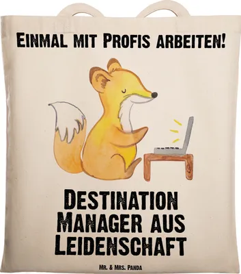 Produktbild von Mr. & Mrs. Panda Jutebeutel Destination Manager Leidenschaft - Transparent - Geschenk, Tasche, Schultasche, Tote Bag, Laptoptasche, Einkaufstasche