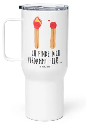 Produktbild von Mr. & Mrs. Panda Edelstahlbecher Streichhölzer - Weiß - Geschenk, Edelstahl Tasse, Thermobecher, Kaffee-to-go-Becher, Thermos-Becher, thermosbecher, Liebesbeweis
