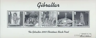 Produktbild von Briefmarken Gibraltar 2003 Mi 1058-1062S Kleinbogen Schwarzdruck postfrisch Weihnachten